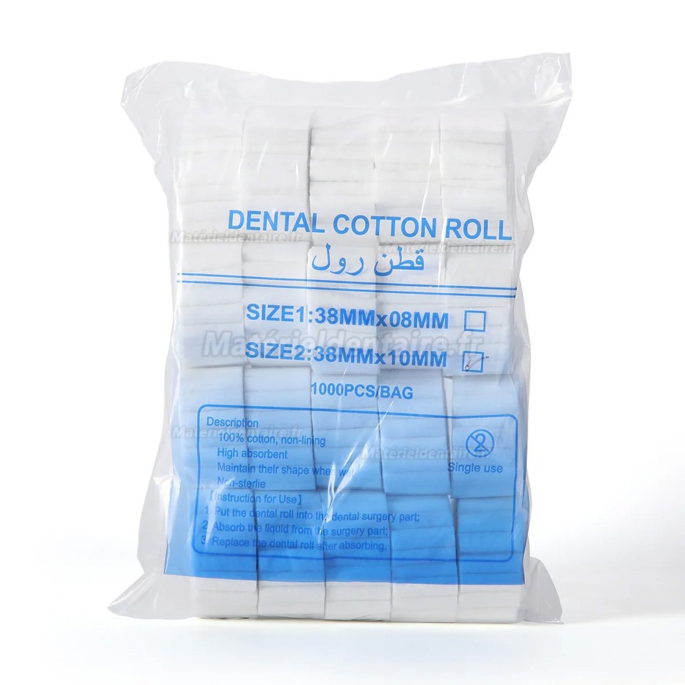 1000 rouleaux de coton dentaires jetables non st&eacute;riles par sachet